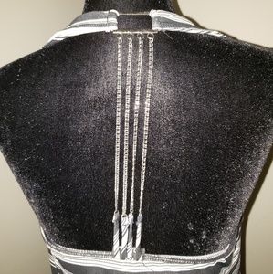 Black /white halter w/chain back detail size s